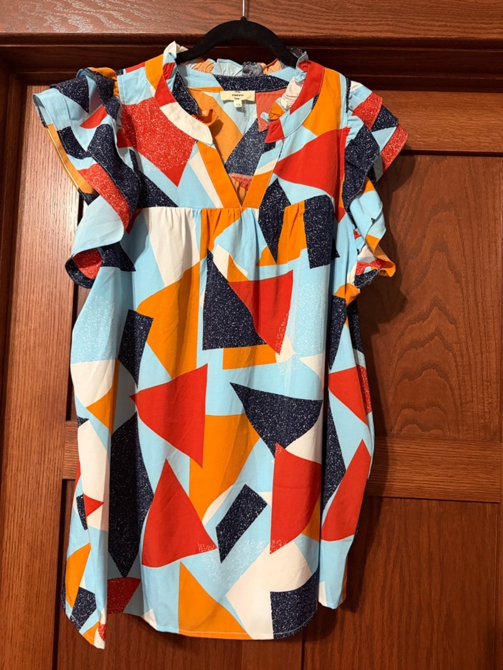 entro Multicolor Abstract Print Blouse - Blue, Orange, Red